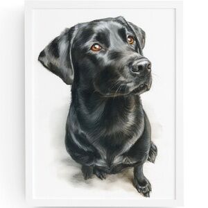 Watercolor Black Labrador Retriever Dog Portrait Wall Art Print, Unframed